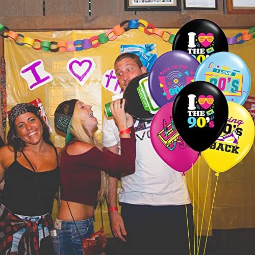 90s Party Balloons 40 Pack Retro Neon Decorations