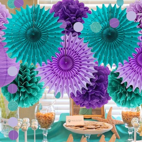 Teal Purple Lavender Mermaid Party Decorations Set