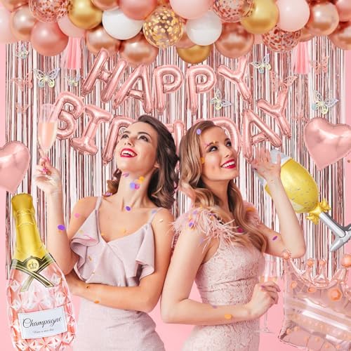 Rose Gold Birthday Decorations for Women Girls