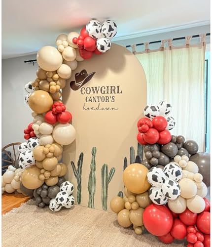 153 Pcs Red Brown Cow Balloon Arch Garland Kit