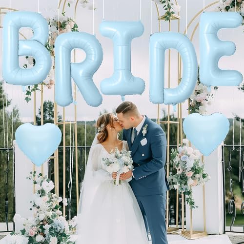 40 Inch Baby Blue BRIDE Letter Balloons Set