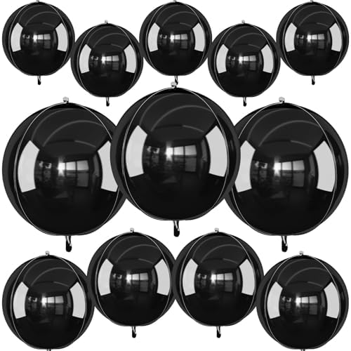 12Pcs Black Round Foil Balloons Party Decor
