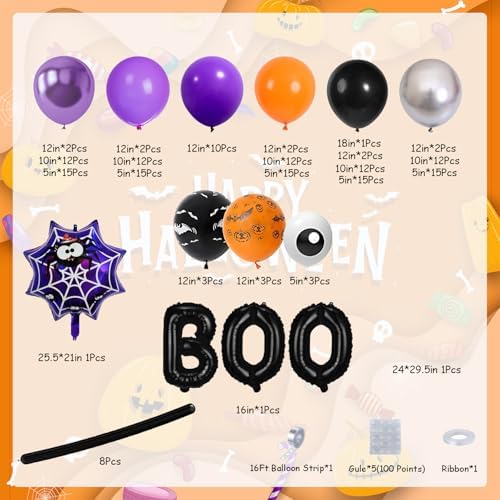 DBKL Halloween Balloon Garland with 176Pcs Decorations Kit