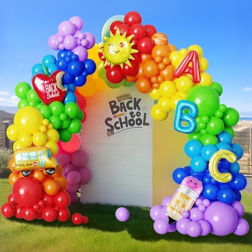 Welcome Back To School Balloon Arch Kit with 158Pcs Rainbow Balloons