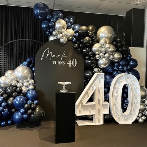 Froova 12 Inch Black Blue Silver Balloons Party Decor Set