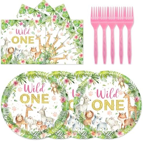 48Pcs Wild One Party Supplies for 16 Guests