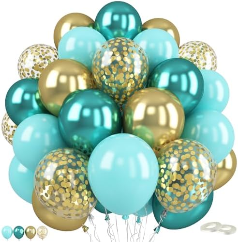 FEYG Teal Balloons 60 Pcs 12 Inches Set