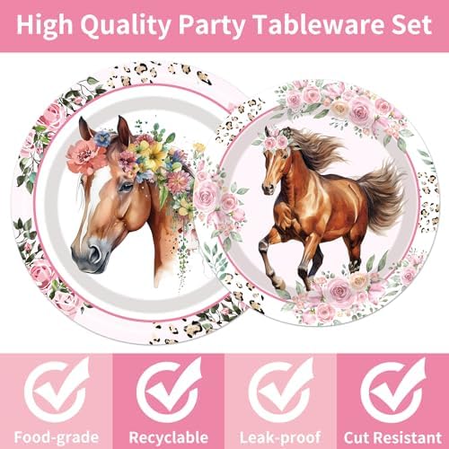 Horse Themed Party Tableware Set - 96 Pcs for 24 Guests