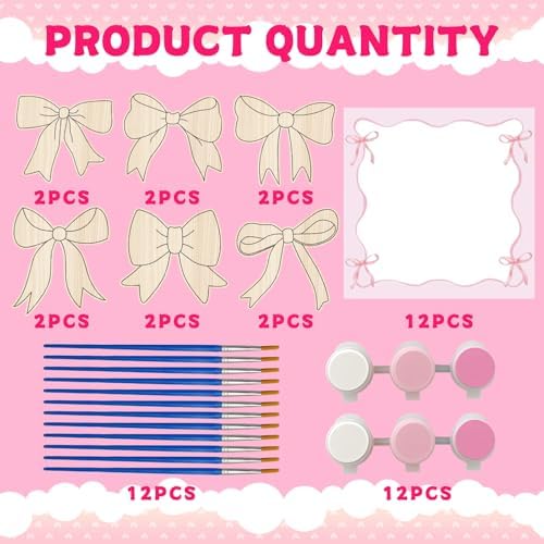 HABDJILTY 12 Pcs Pink Bow Party Favors DIY Craft Kits
