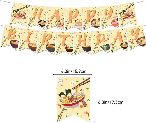Ramen Birthday Decorations with Balloons and Toppers