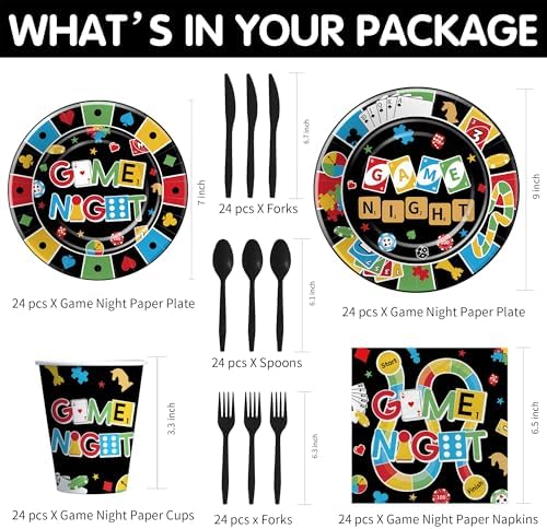 Family Game Night Party Decorations Set of 24