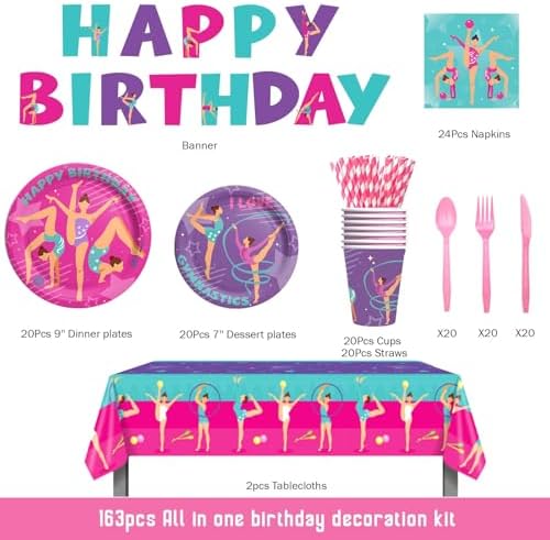 Gymnastics Birthday Party Tableware Set for Kids