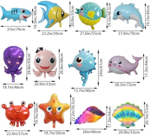 SAMOKA Sea Animals Balloons 12 PCS Under The Sea Decorations