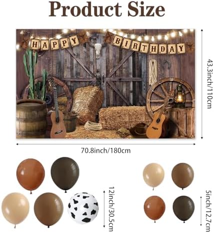Western Cowboy Party Decorations Set with Backdrop and Balloons