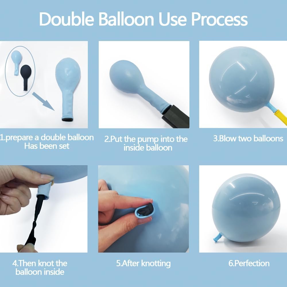 Dusty Blue Double Stuffed Balloons Set for Party Decorations