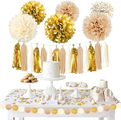 White Gold Tassel Garland Set for Wedding Decor