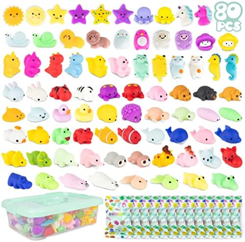 80 Piece Mochi Squishy Toy Pack for Kids Party Favors - BONNYCO