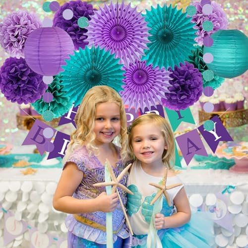 Teal Purple Lavender Mermaid Party Decorations Set