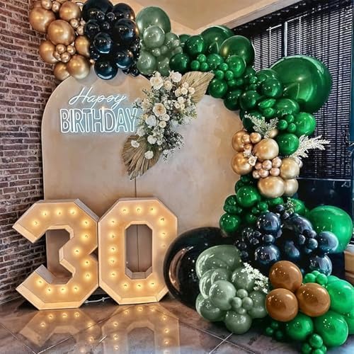 TAOYE 12 Inch 60 Pcs Green Brown Balloons Set