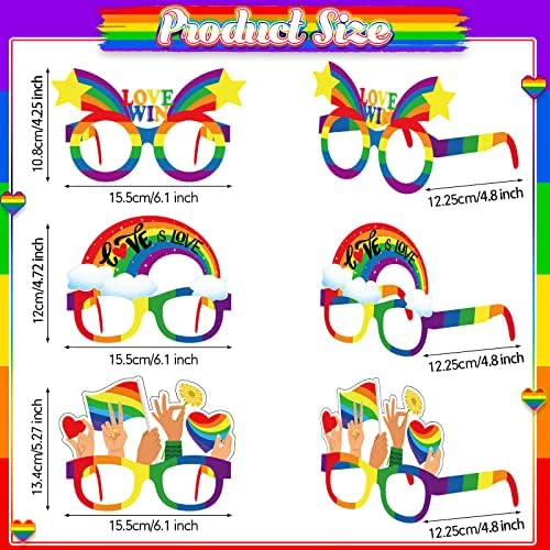 Pasimy Rainbow Pride Party Glasses Photo Booth Props Set of 32