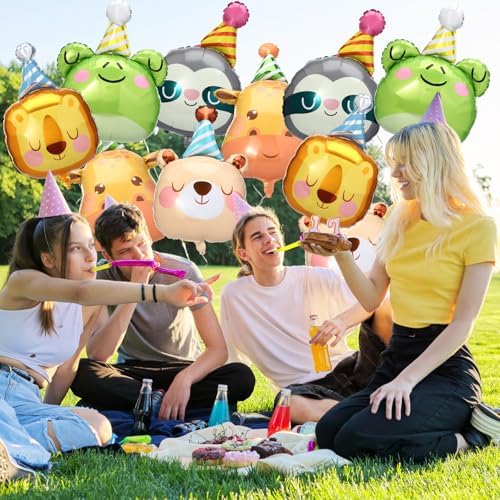 Civaner 10 Pcs Safari Animal Foil Balloons