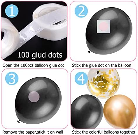 Beliueyes Black Gold Balloon Garland Arch Kit 121PCS