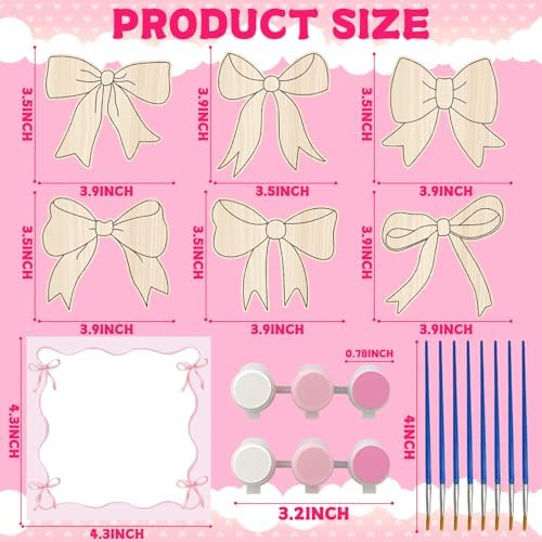 HABDJILTY 12 Pcs Pink Bow Party Favors DIY Craft Kits
