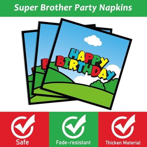 96 Pcs Super Brother Party Plates and Forks Set