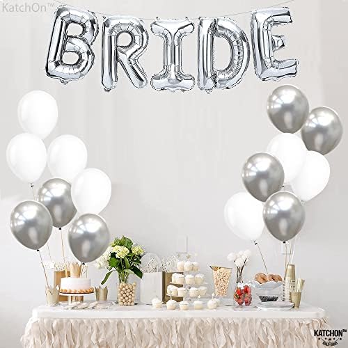 KatchOn 23pcs Silver Bride Balloons Set - 16 Inch Silver White