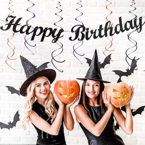 Black Purple Orange Halloween Birthday Decorations - 21pcs Party Kit