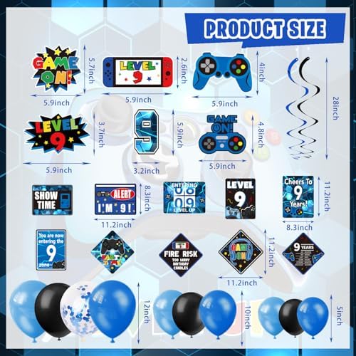9th Birthday Decorations for Boys Gaming Theme