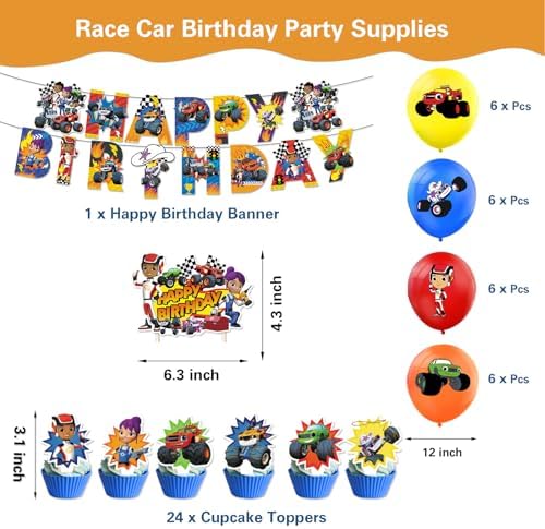 121 Pcs Monster Truck Birthday Party Supplies Set