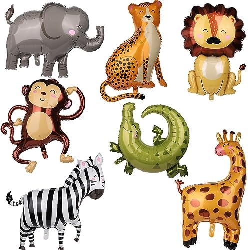 7pcs Jungle Safari Animal Balloons for Kids Party Decorations