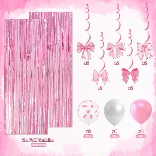 Pink Bow Party Decorations 49PCS Set for Girls