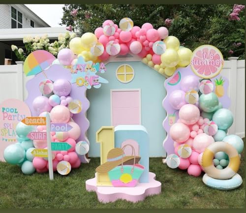 PageebO 159Pcs Rainbow Beach Balloons Pool Party Decorations