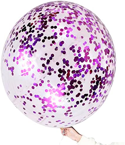 Purple Confetti Balloons 6 Pcs Jumbo 36 Inch