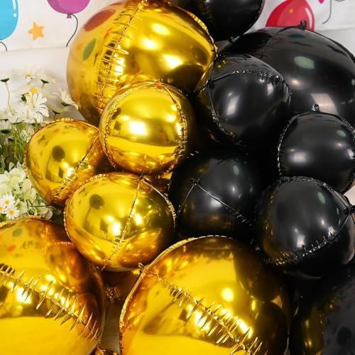 12Pcs Black Round Foil Balloons Party Decor