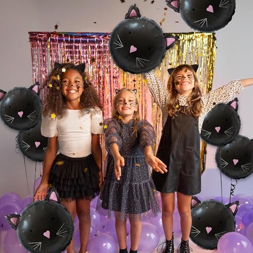 Cheerland Black Cat Foil Balloons 8pcs Halloween Decor