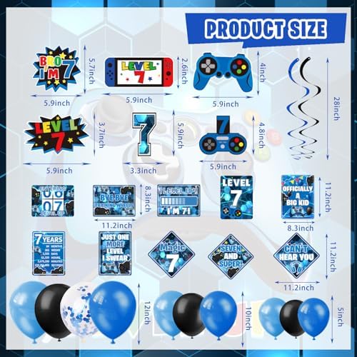 7th Birthday Decorations for Boys - 149Pcs Gamer Party Supplies