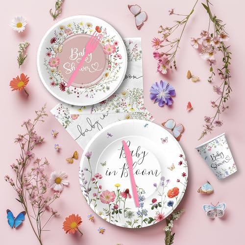 Floral Baby Shower Tableware Set for 24 Guests