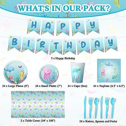 Capoda Ocean Theme Birthday Party Decorations Set for 24