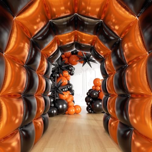 36pcs Black and Orange Square Foil Balloons with 147pcs Garland Arch Kit