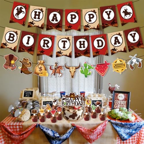 40PCS Cowboy Birthday Party Decorations Set