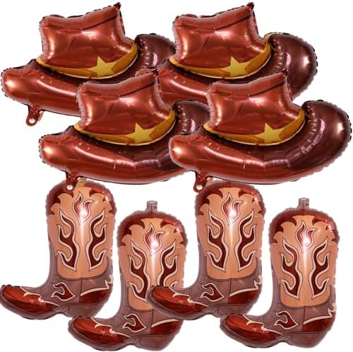 Western Themed 8PCS Cowgirl Hat Boot Balloons