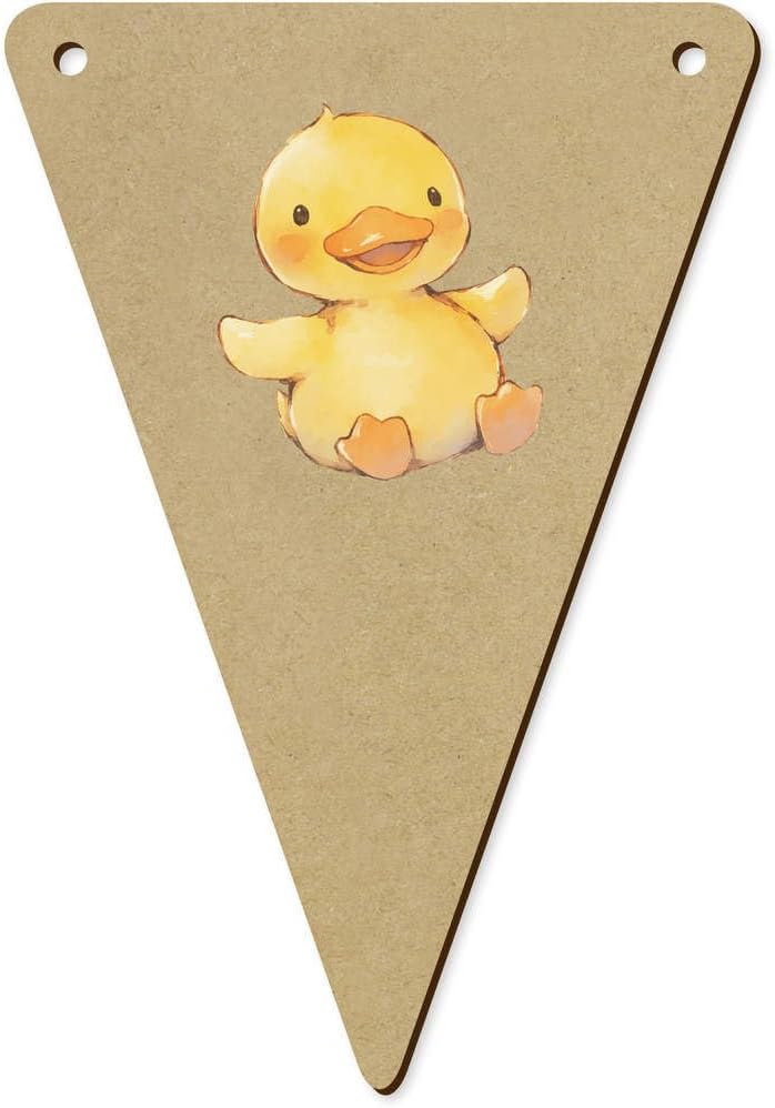 5 x 140mm Happy Yellow Duck Sitting Wooden Bunting Flags