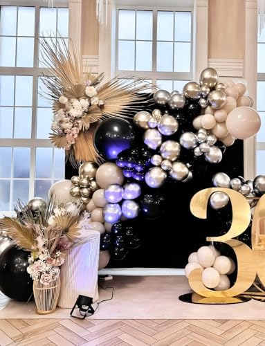 Black and Silver Balloon Arch Kit 135 Pcs Graduation Decor