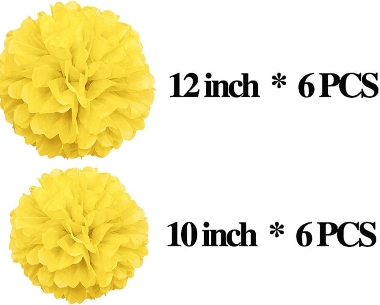 Xiksxitn 12pc Yellow Tissue Paper Pompoms Decorations