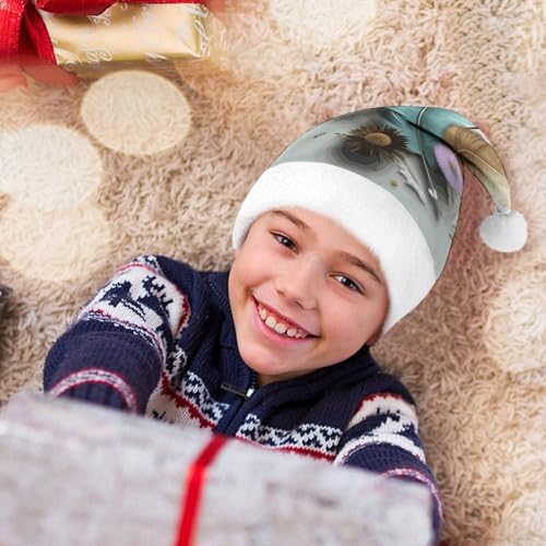 Santa Hat Feather Flower Christmas Party Headwear