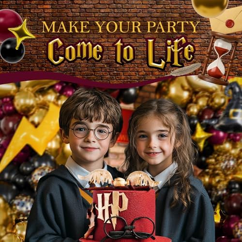 Magical Wizard Balloons Garland Arch Kit with Hat Wings Lightnings Stars