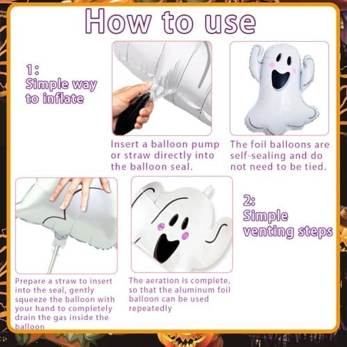 10Pcs Halloween Balloons Set - Boo Ghost Bat Spider Pumpkin Decor